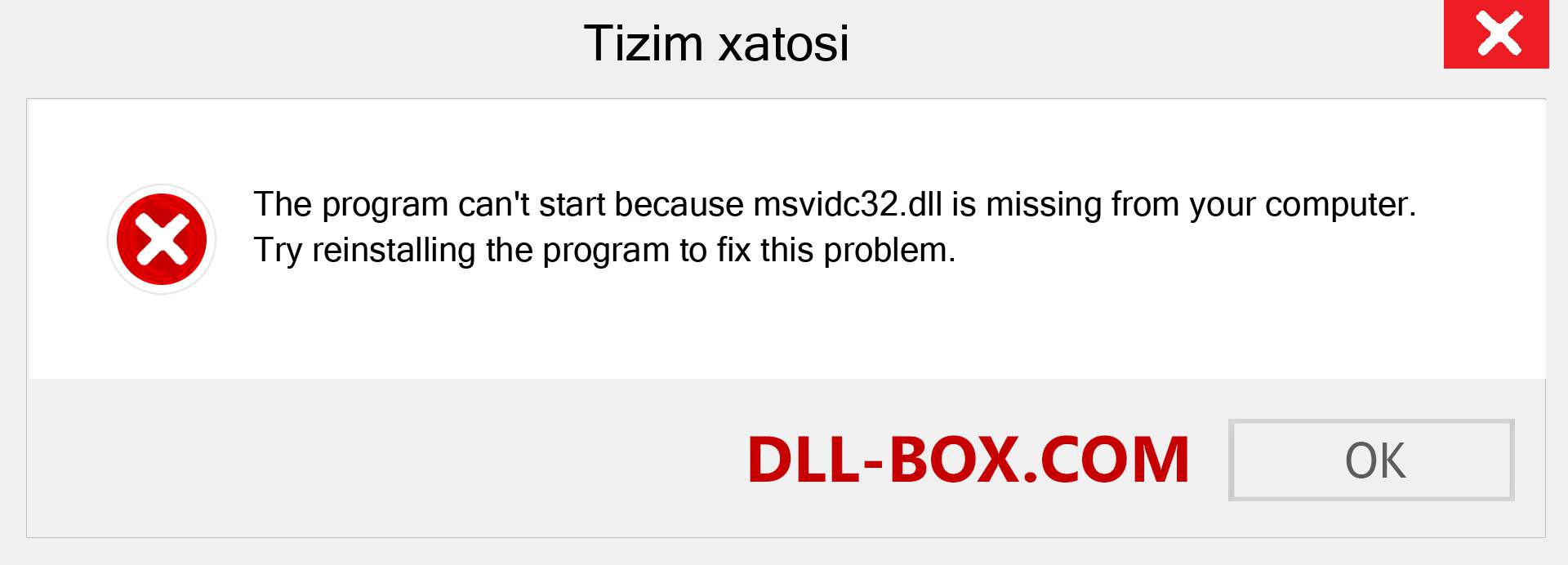 msvidc32.dll fayli yo'qolganmi?. Windows 7, 8, 10 uchun yuklab olish - Windowsda msvidc32 dll etishmayotgan xatoni tuzating, rasmlar, rasmlar